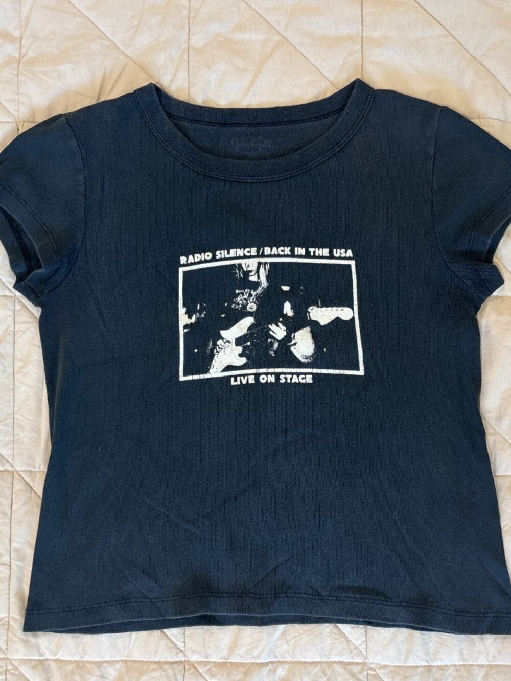 John Galt / Brandy Melville Radio Silence Graphic Baby Tee Y2K Grunge